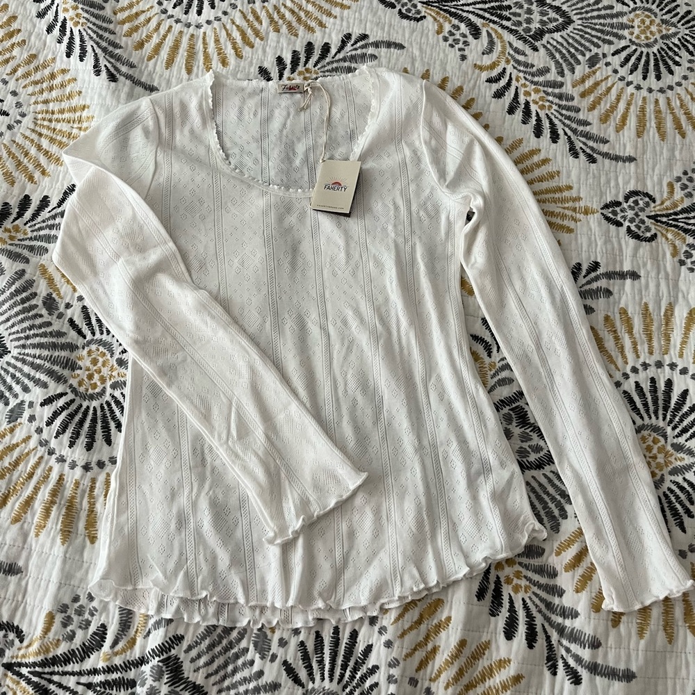 Faherty Pointelle Long Sleeve Size Medium